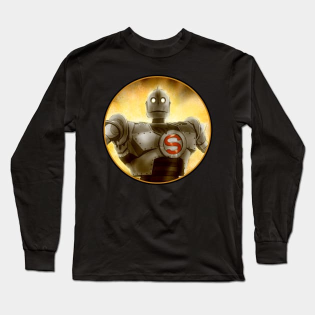 Iron Giant Super-Man Long Sleeve T-Shirt by A Grimes Studio